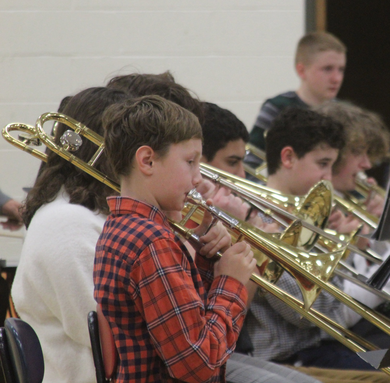 The Mid-Prairie Middle School seventh- and eighth-grade band performs at their holiday concert on Dec. 12.